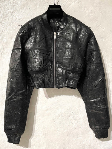 Rick Owens denim padded bomber jacket