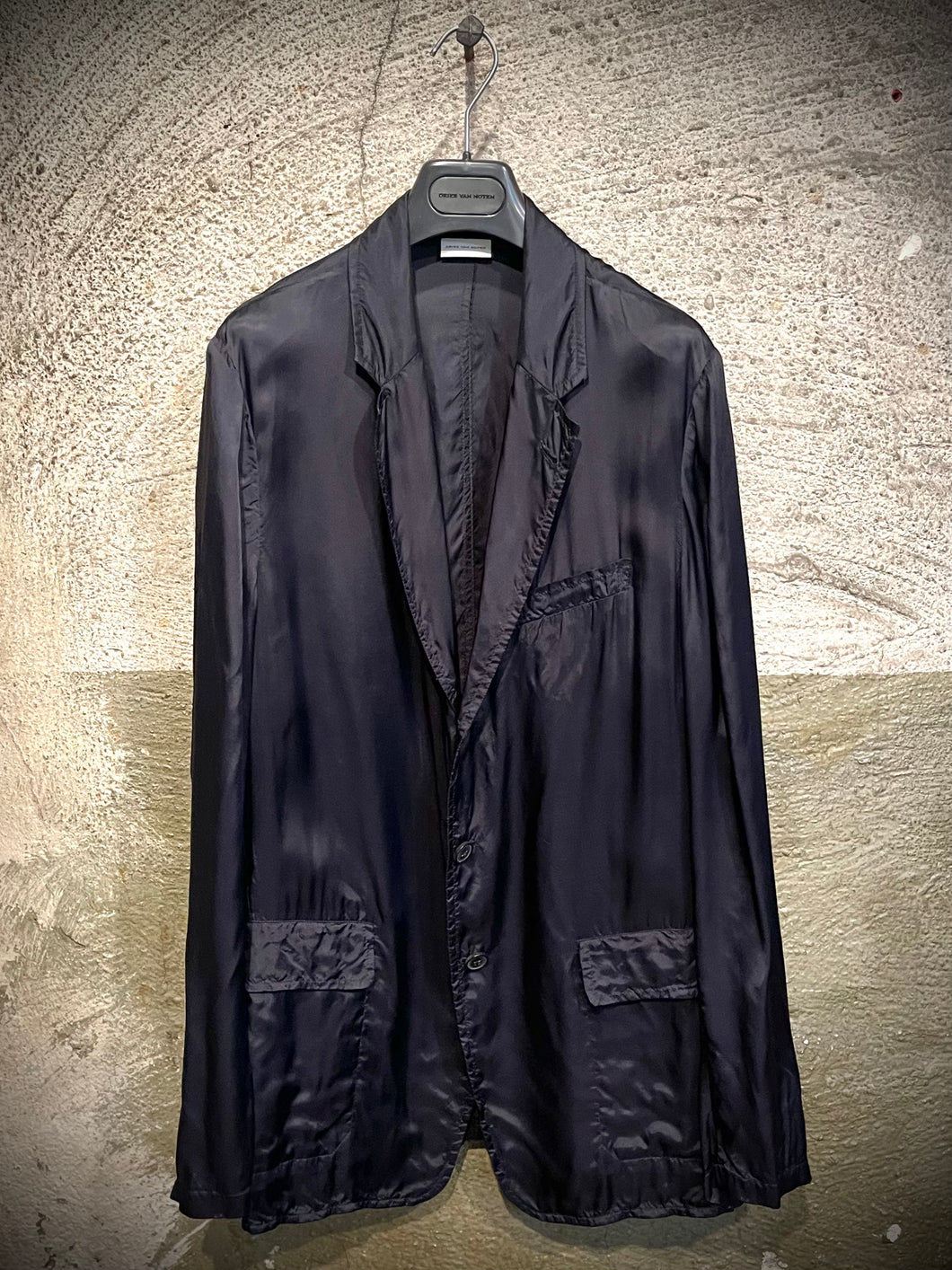 Dries Van Noten midnight blue nylon blazer