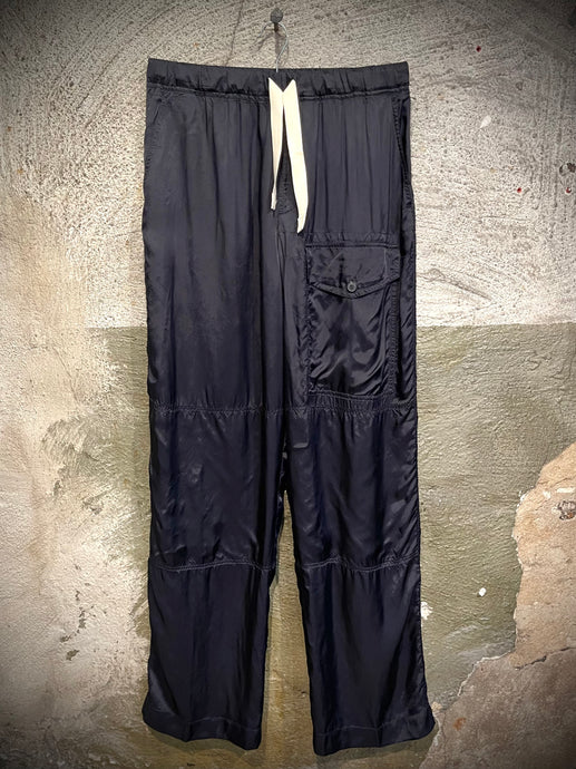 Dries Van Noten midnight blue nylon trousers