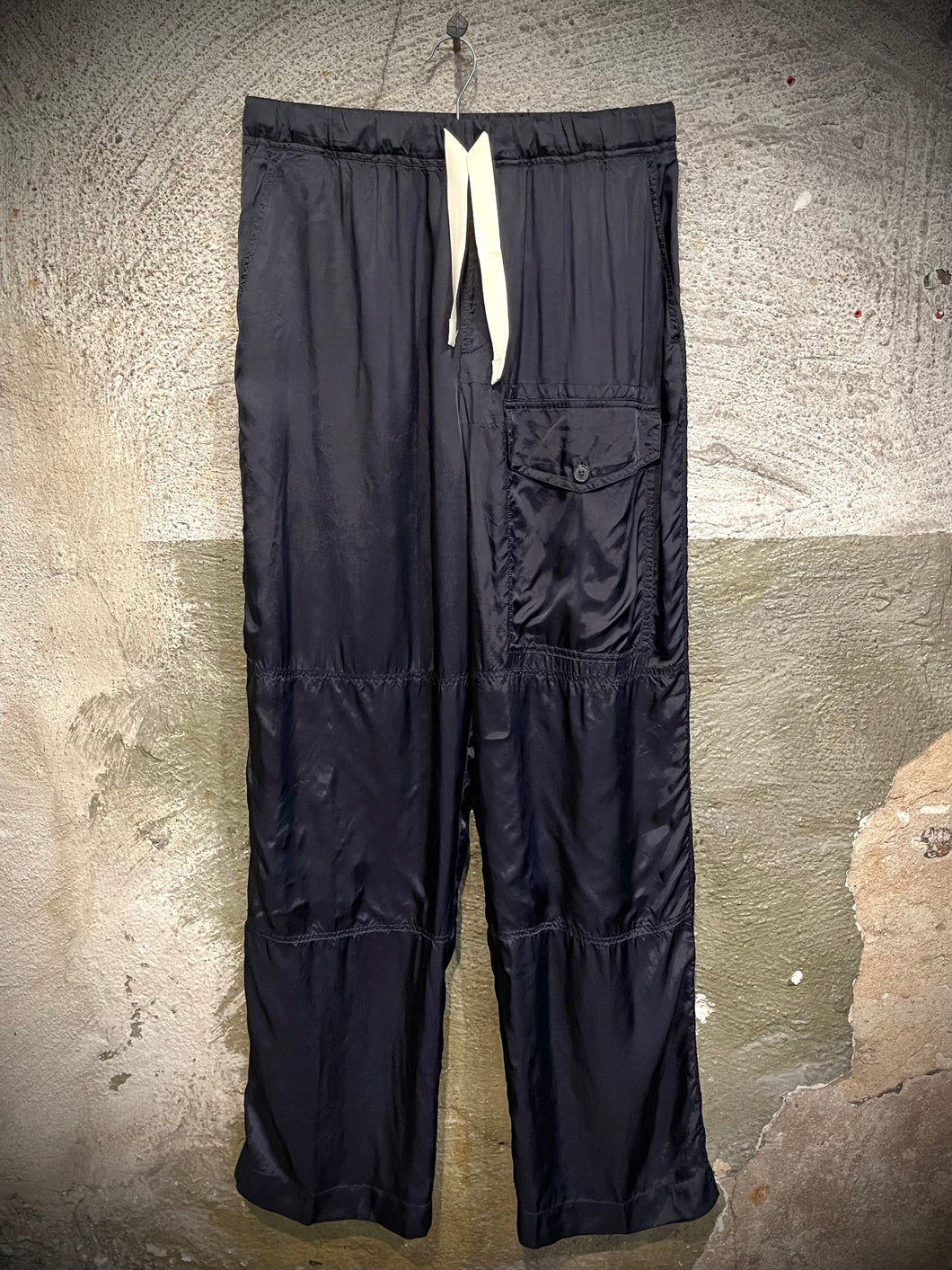 Dries Van Noten midnight blue nylon trousers