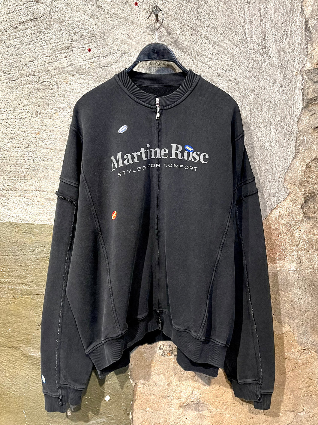 Martine Rose deconstructed zip up crewneck sweater