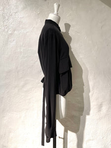 Ann Demeulemeester cropped silk cargo jacket