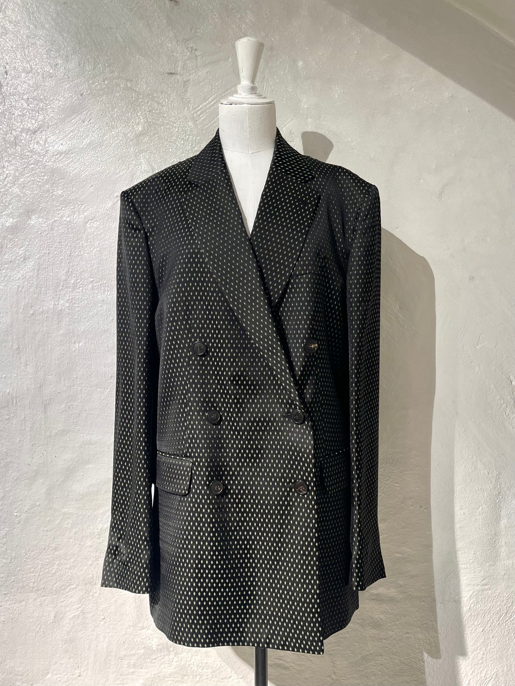 Dries Van Noten emerald green jacquard blazer