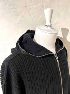 Rick Owen fisherman knit zip hoodie