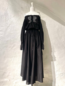 ann demeulemeester off the shoulder dresses Ann Demeulemeester Barbro Off-Shoulder Midi Dress In Black