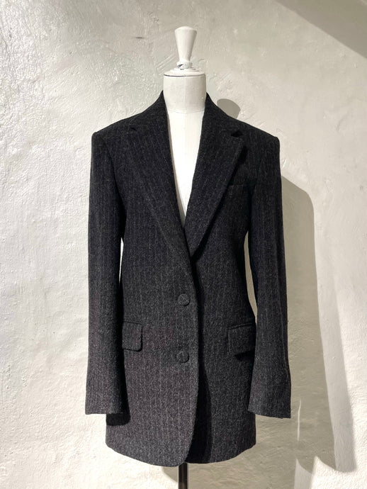 Dries Van Noten grey pinstripe wool jacket