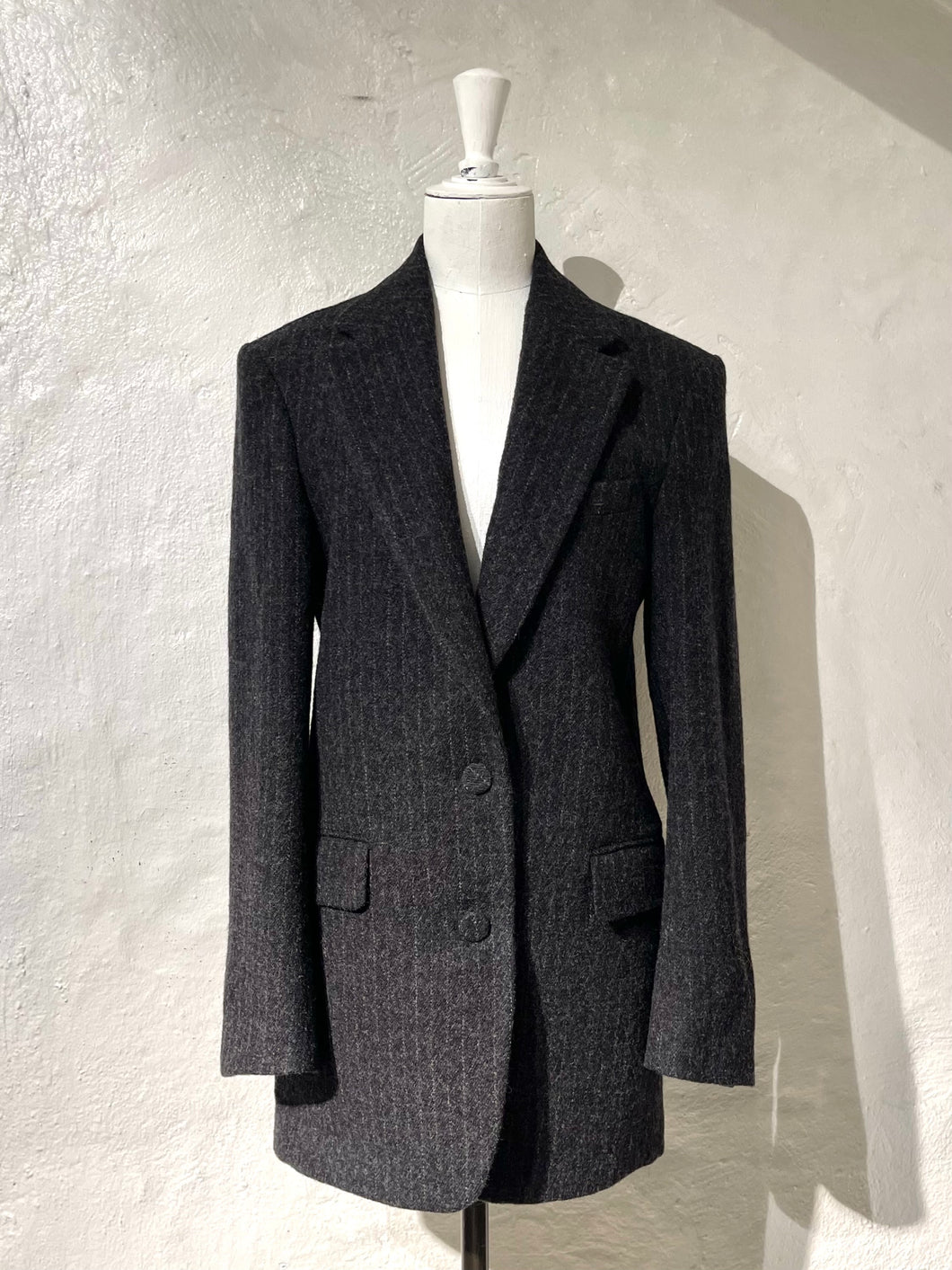 Dries Van Noten grey pinstripe wool jacket