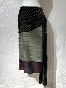 Dries Van Noten draped silk and velvet skirt