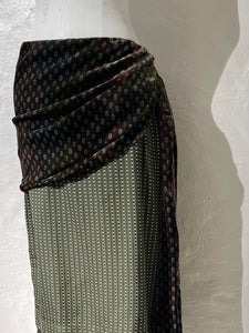Dries Van Noten draped silk and velvet skirt