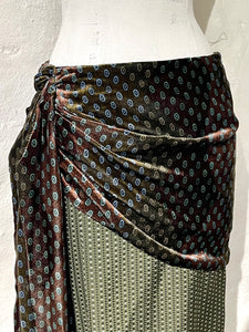 Dries Van Noten draped silk and velvet skirt