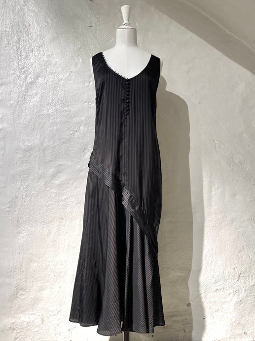 Dries Van Noten grey striped cupro dress
